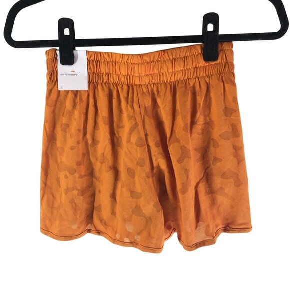 Nike Dri-FIT Breezy Big Kids Girls High-Waisted Training Shorts Orange Burnout M - Picture 2 of 4